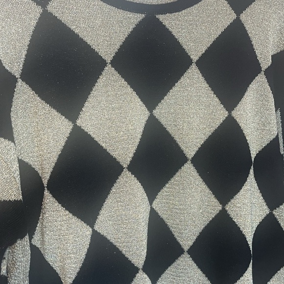 Evan Picone vintage ladies sweater size large argyle shape metallic gold / wool - Picture 3 of 9